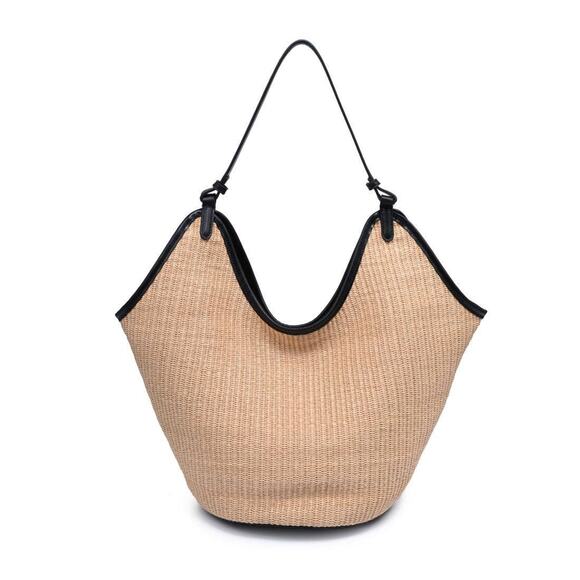 Urban Expressions Handbags - Ambrose Woven Straw Tote Bag in Natural Black